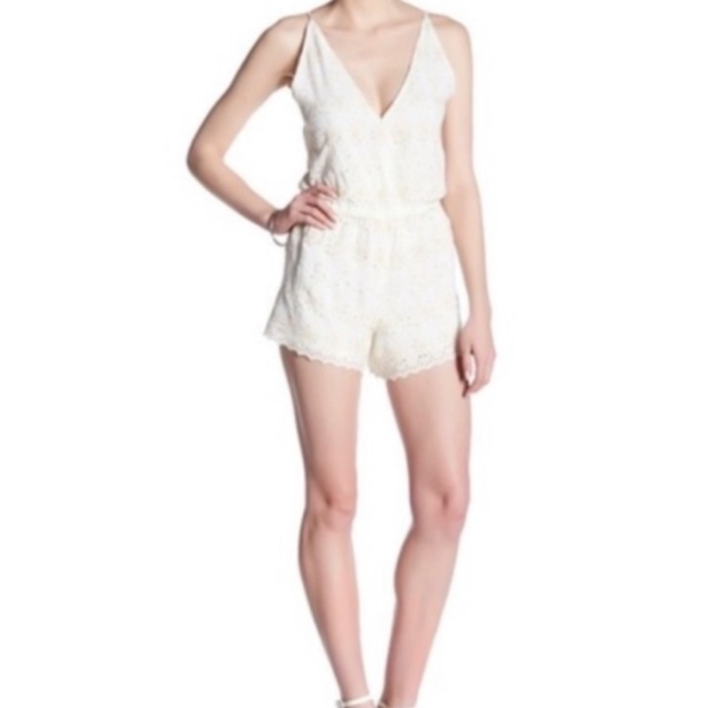GYPSY 05 Beige Eyelet Lace Lined Romper (S)